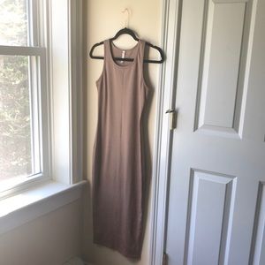 Nude bodycon midi dress